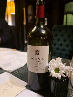 Bottle of Finca Allende Rioja wine served at a Chesil Rectory wine dinner in Winchester